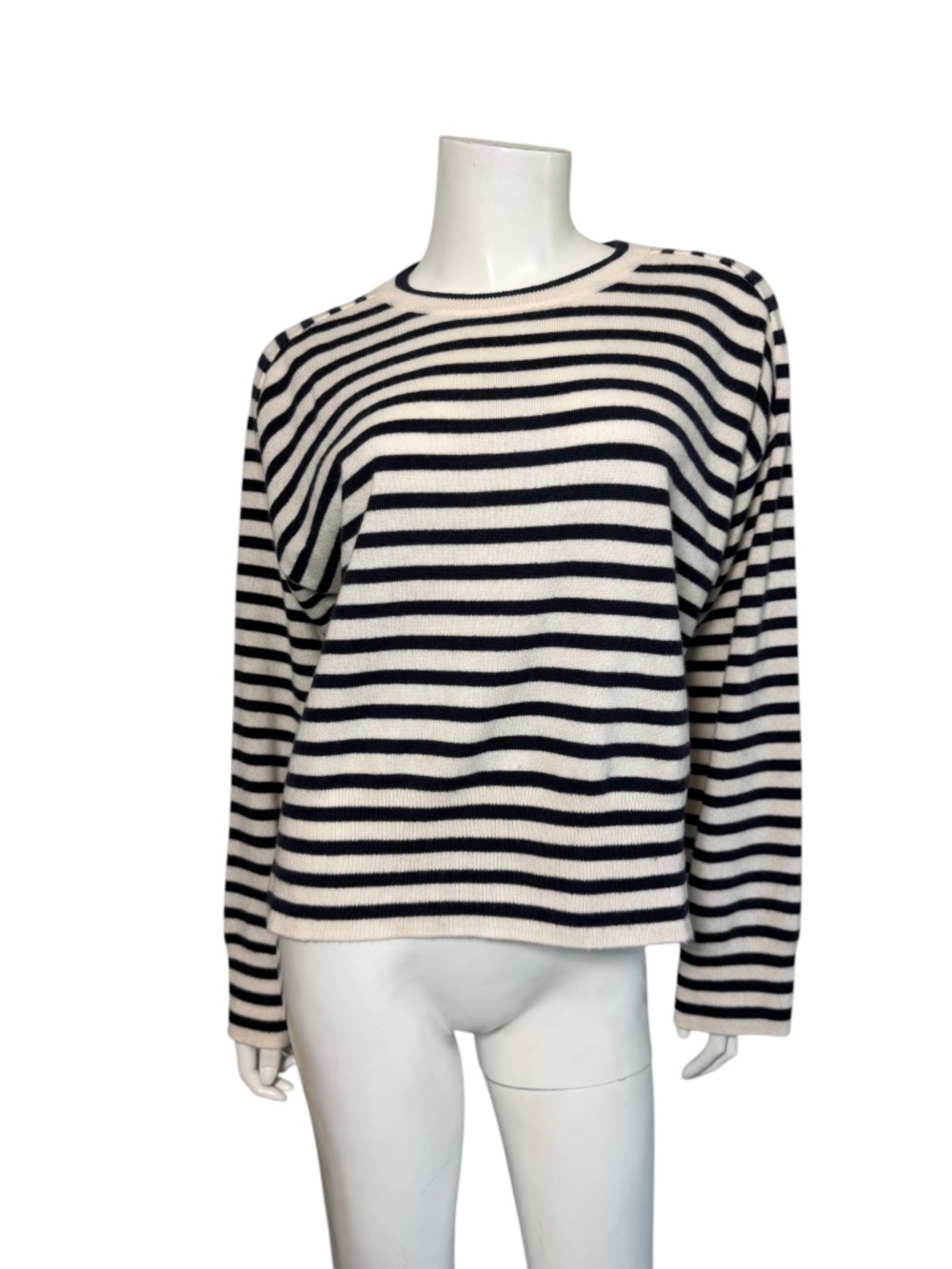 CLOSED 100% Cashmere Navy Ivory Striped Crewneck Sweater XS